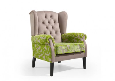 Fauteuil EHPAD vert et taupe