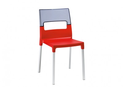 Chaise resto design rouge-fumé